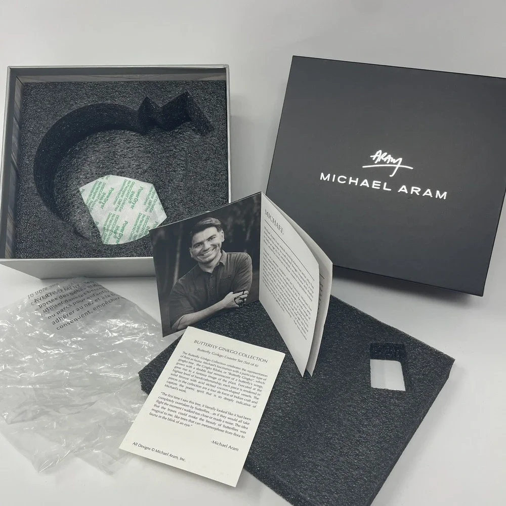 Michael Aram EMPTY BOX for‎ REPLACEMENT / GIFT- 175744 Butterfly Ginkgo Coasters